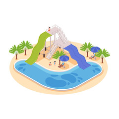 Water Park Isometric Composition