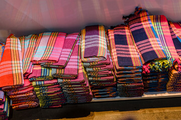 Different scarves and shawls for sale at the turkish bazaar