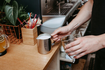 Coffee shop operation. The process of preparing drinks.