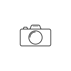 black camera icon on white background, vector illustration