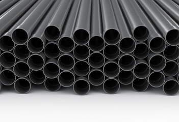 Plastic socket pipes on a warehouse. 3D render