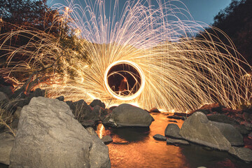 sparks from the water