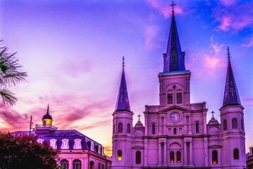 Naklejka premium Saint Louis Cathedral Cabildo State Museum New Orleans Louisiana