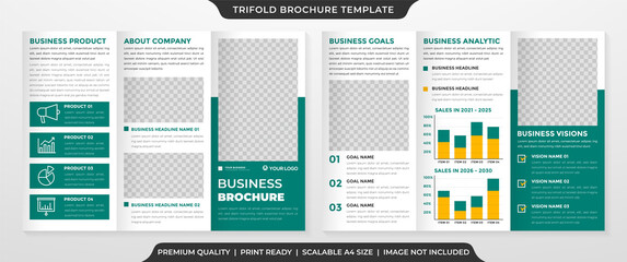 trifold brochure template with clean layout and minimalist style use for business promotion 