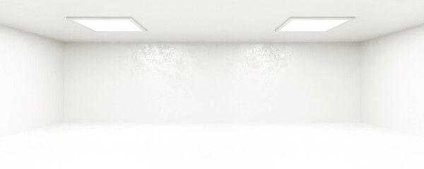 abstract white room with two bright lights 3d render illustration