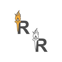 Letter R icon logo combined with torch icon design