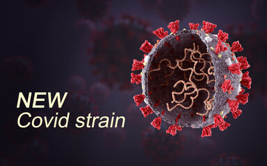 New Strain Covid 19 2021. Corona virus mutation. Sars n cov 2 new variant.