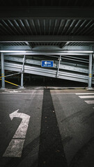 Underground carpark with a way out sign