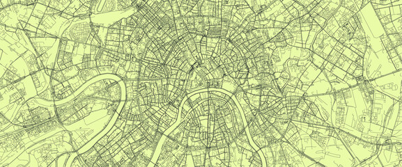 Fototapeta na wymiar Detailed road map plan in retro beige style of european city of metropolitan Moscow
