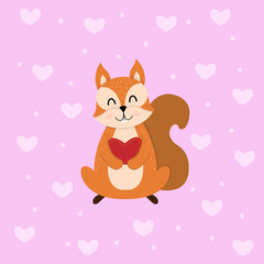 cute squirrel with heart