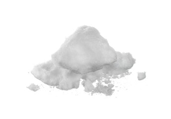 White snow isolated on pure white background. Pile of white snow on a white background.