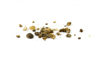 Gravel isolated. Pile sand isolated on white background.