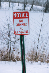 Notice Sign - No Swimming or Ice Skating