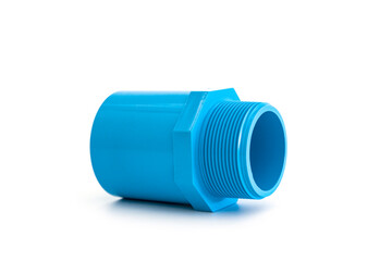 PVC Pipe fitting , PVC Pipe connections , PVC Coupling, The collection of Blue PVC Pipe fittings joint on white background
