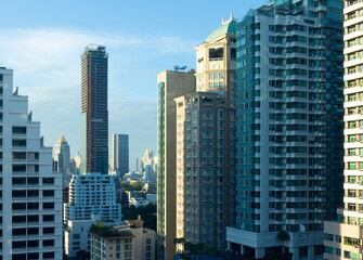 Fototapeta na wymiar Building of Bangkok city morning for background. Bangkok, Thailand, Asia