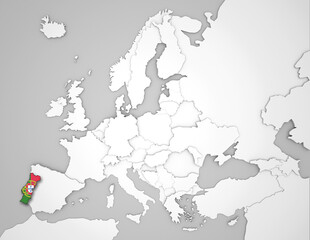 3D Europakarte auf der Portugal hervorgehoben wird