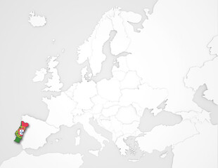 3D Europakarte auf der Portugal hervorgehoben wird