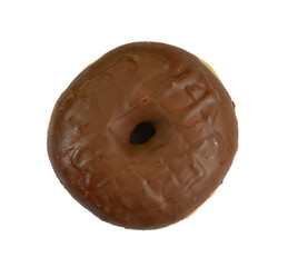 Chocolate donut isolated on white background.