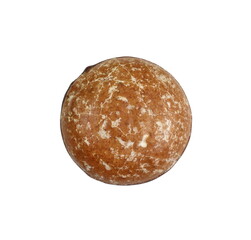 Glazed gingerbread lebkuchens with chocolate isolated on white. German round gingerbread called 'Lebkuchen' 