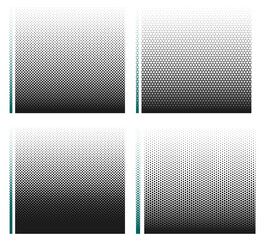 Halftone dots patterns. Vector halftone seamless gradients.