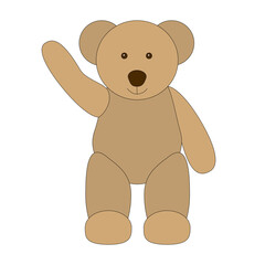Old teddy bear waving hello