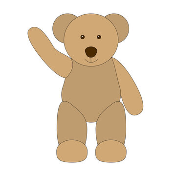 Old teddy bear waving hello