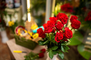 Bouquet Of Roses On A Table