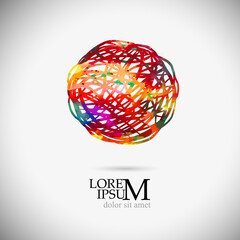 A Multicolored ball of lines. Vector illustration