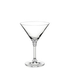 Empty clear martini glass isolated on white