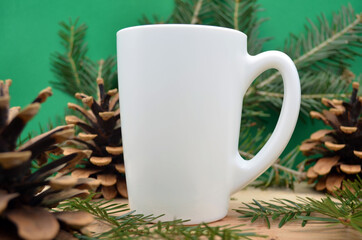 Christmas Cup Mockup. Empty mug mock up for design presentation.
