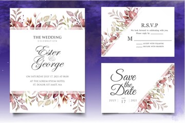 Elegant hand drawing floral wedding invitation template