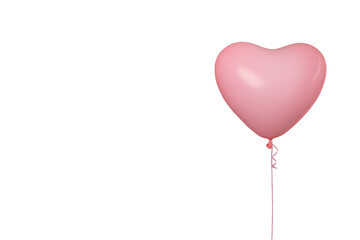 Fototapeta na wymiar Pink bright air rubber balloon in shape of heart isolated on white background. Postcard concept for valentine day 14 february.