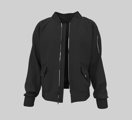 Bomber jacket mockup, design presentation for print, 3d illustration, 3d rendering