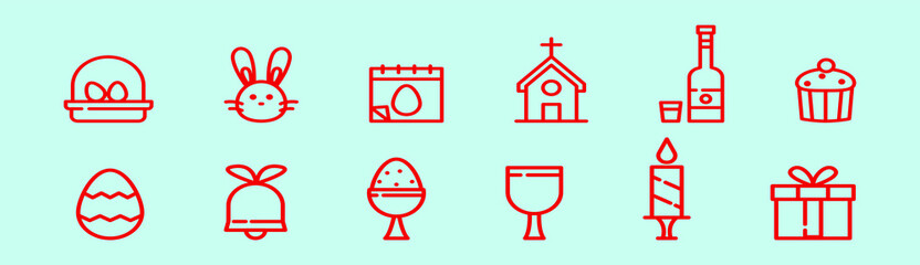 set of easter cartoon icon design templates with various models. vector illustration isolated on blue background