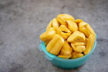 Fresh sweet jackfruit segment ready for eat