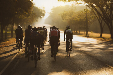 Cycling group training in the morning