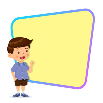 Boy standing present with space for your text