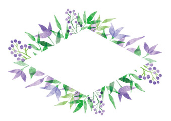 紫の花_フレーム_水彩02