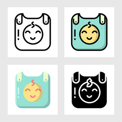 baby apron icon vector design in filled, thin line, outline and flat style.