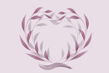 Fototapeta na wymiar Wedding purple floral decoration leaf heart shape