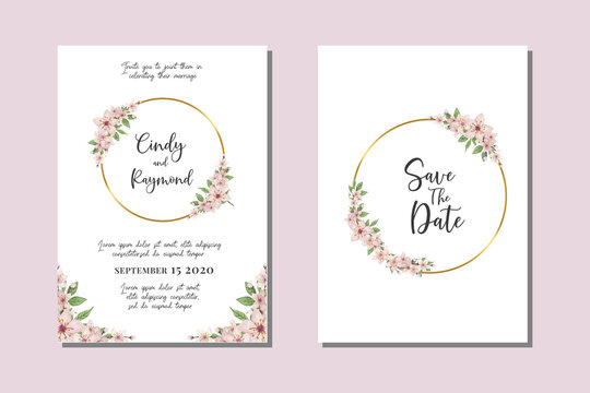 Cherry blossoms Watercolor Wedding Invitation Elegant Floral Design, Sakura Flower