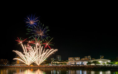 2021 New Year's Eve fireworks at the Waterfront in Covid-free Darwin, Northern Territory.
