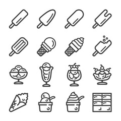 ice cream thin line icon set,vector and illustration