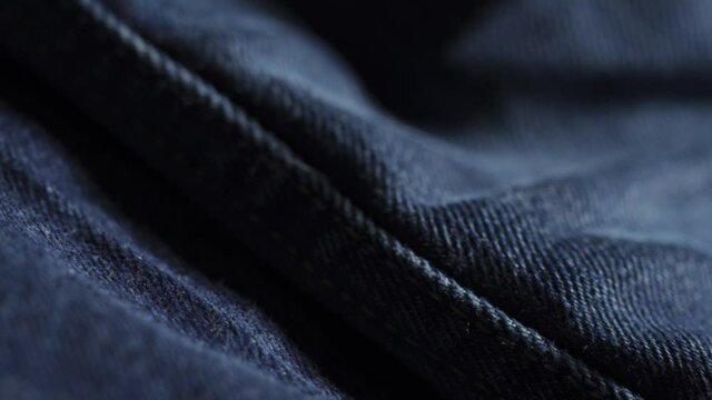 Macro Shot Of Cotton Stitching In Denim During Fashion Designer Clothing Manufacturing