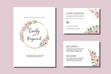 Cherry blossoms Watercolor Wedding Invitation Elegant Floral Design, Sakura Flower