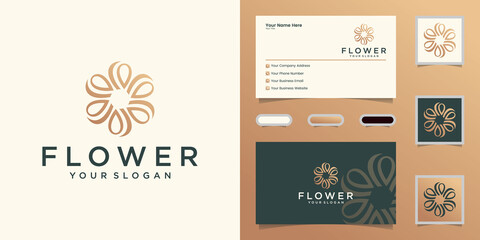 luxury flower logo for beauty, cosmetics, yoga and spa. logo design and business card