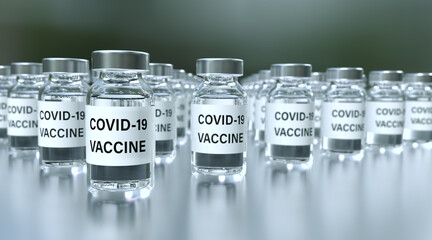 Covid-19 Vaccine Line Focus Point,3d rendering.