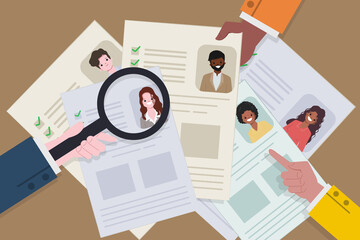 Vector concept for human resource management. Choosing the right person for the job. Hiring job concept.