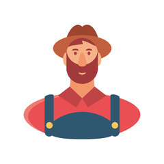 character cartoon farmer man in overalls and hat