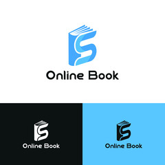 Initial letter S book for bookstore, book company, publisher, encyclopedia, library, education logo concept